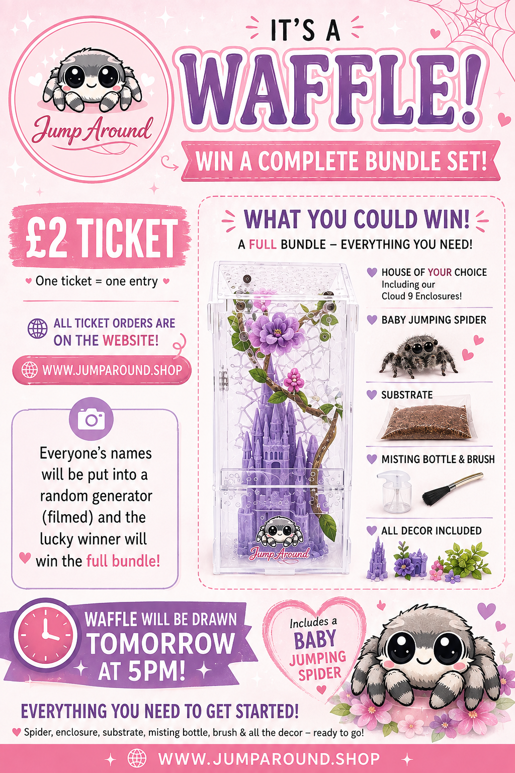 🕷️ £2 WAFFLE TICKET – Win a Complete Jump Around Bundle! 🎉